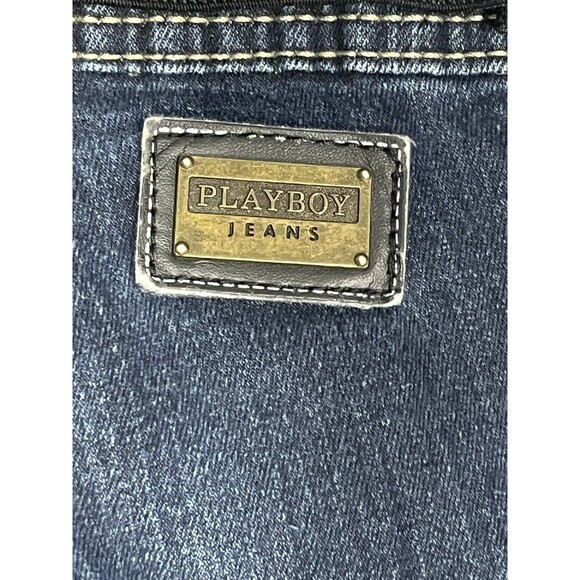 Playboy Women's Jeans Dark Wash Straight Leg Triple Button Size 13/14 (30)  Y2K - Picture 5 of 8